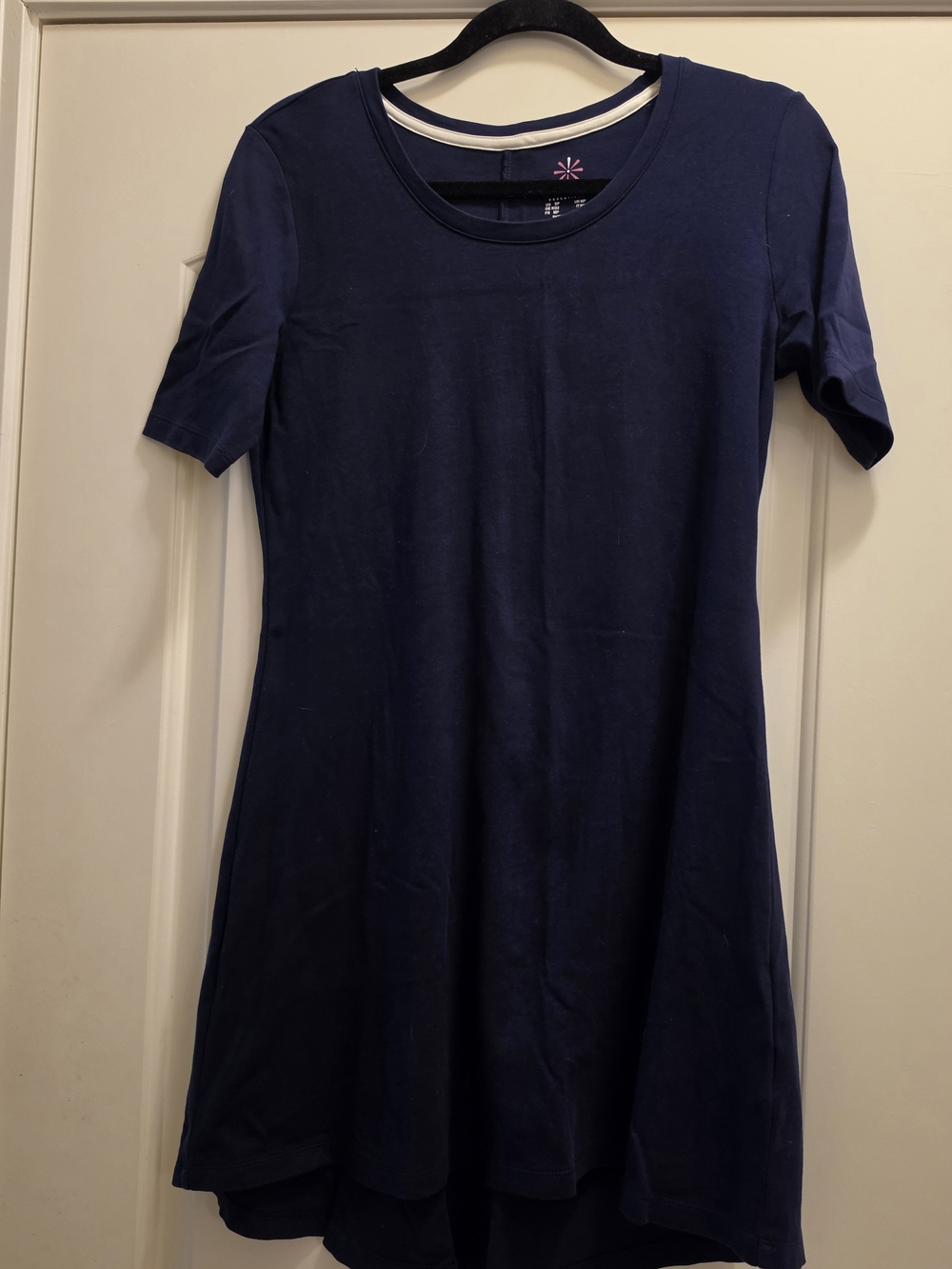 Isaac Mizrahi Navy Short-Sleeve High-Low Swing Dress
